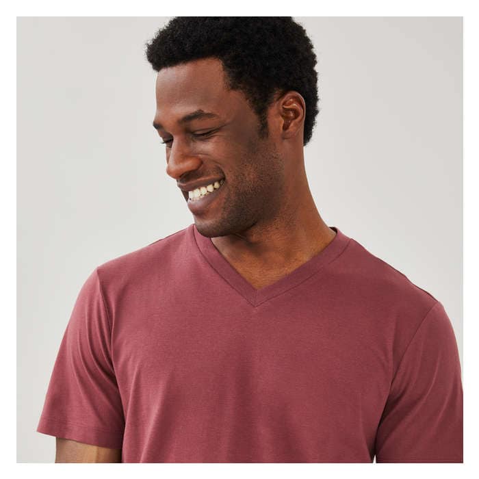 Men's Organic Cotton V-Neck T-Shirt - Dark Red